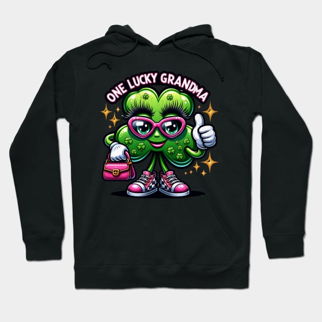 One Lucky Grandma Funny Cute Shamrock Luck St Patrick's Day St Paddy's Day Irish Clover Hoodie by Carantined Chao$